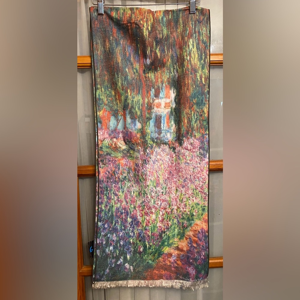 Galleria Enterprises, Inc. Impressionist Monet’s Garden at Giverny Scarf NWT